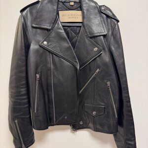 Burberry Black Leather Military Jacket